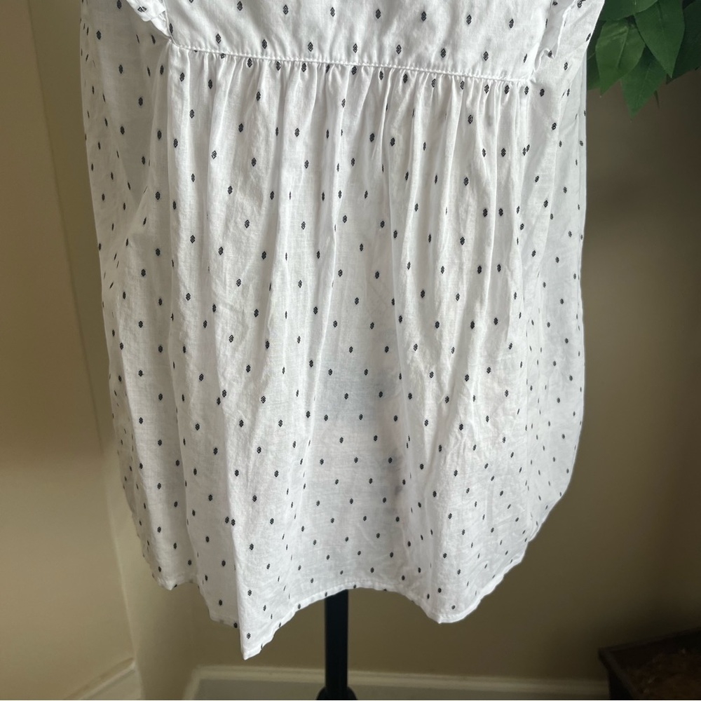 Loft Embroidered Floral Dot Ruffle Sleeveless Top White Sz S - Picture 14 of 16